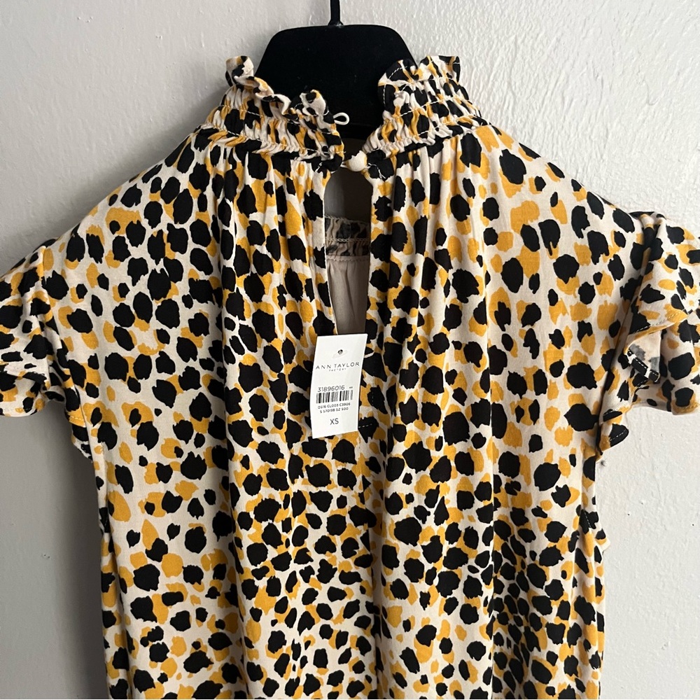 Ann Taylor Factory NWT Mock Neck Cheetah Print Shift Dress XS - Picture 14 of 14